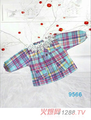 快樂(lè)小天天格子布防水罩衣 紅色格子