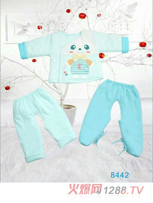 快樂(lè)小天天保暖棉衣套裝 淺藍(lán)色 可愛(ài)小女孩