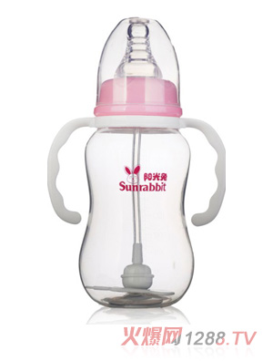 陽(yáng)光兔PP150ML標(biāo)口奶瓶粉色