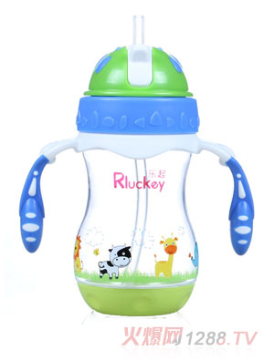 樂起PP帶吸管水壺240ml藍(lán)色