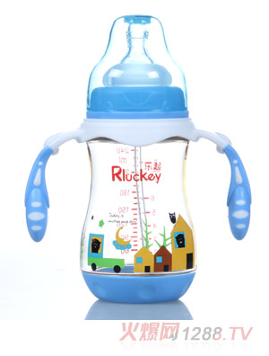 樂起240ml弧形有耳PPSU奶瓶藍(lán)