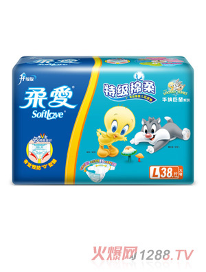 柔愛華納巨星V型紙尿褲L碼38片