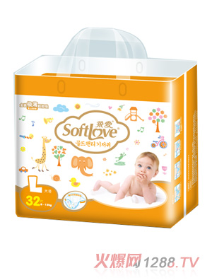 柔愛金裝極薄超能吸yinge紙尿褲L碼32片