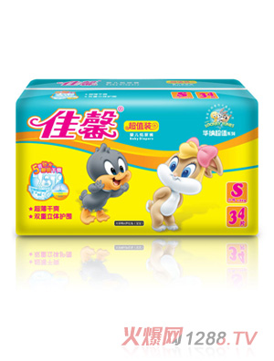 佳馨超值裝中包裝紙尿褲S碼34片