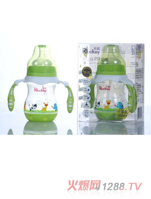 樂起180ml寬口徑PP奶瓶綠色