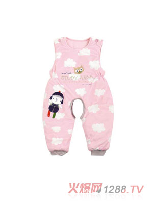 伊善兒水晶絨好奇寶寶開檔背心哈衣