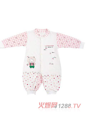 伊善兒舒柔棉櫻桃卡卡立領全開哈衣