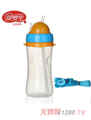 愛嬰寶 yingye軟管吸管學(xué)飲杯 兒童背帶防漏水杯350ml
