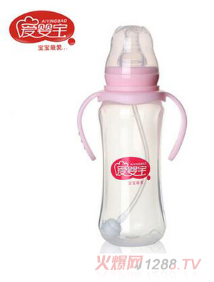 愛嬰寶雙柄自動吸管PP奶瓶240ML