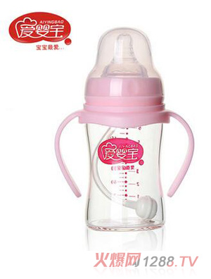 愛(ài)嬰寶新生兒晶鉆玻璃專(zhuān)用奶瓶180ml