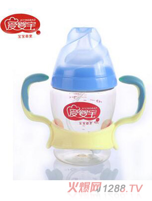愛(ài)嬰寶新款寶寶有柄PPSU奶瓶180ml