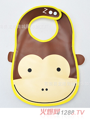yinge童防水PVC軟塑料立體圍嘴猴子
