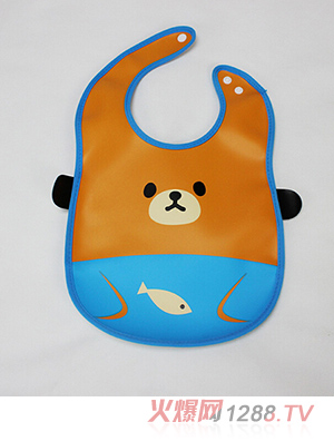 yinge童防水PVC軟塑料立體圍嘴藍(lán)