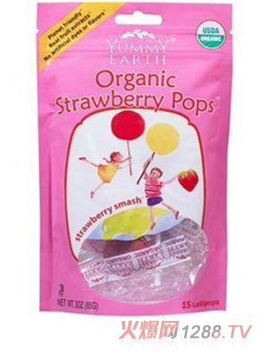 牙米滋天然有機草莓味棒棒糖85g