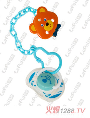 樂陪可愛動物帶鏈安撫奶嘴藍
