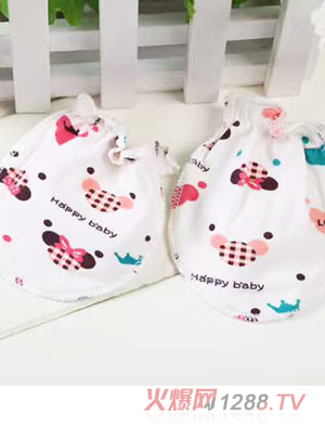 淘貝貓純棉防抓手套-紅色圖案