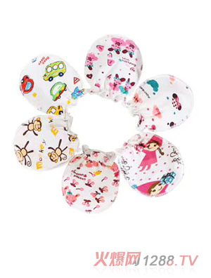 淘貝貓純棉防抓手套-彩色