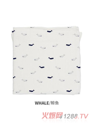 西班牙baby bitesyingeMuslin多用途純棉襁褓包巾 鯨魚