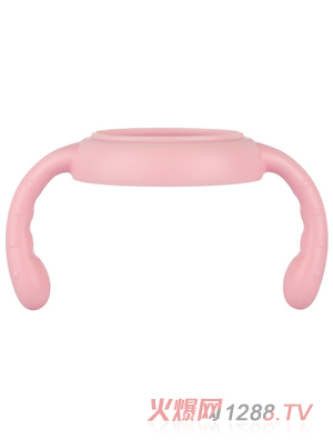 萌嘟嘟寬口奶瓶手柄粉色