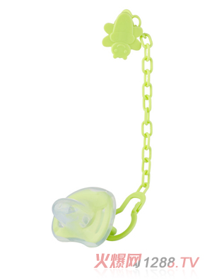 萌嘟嘟雙色硅膠安撫奶嘴(帶鏈條)綠色