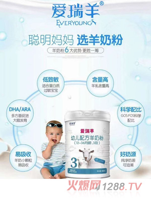 愛瑞羊youe配方羊奶粉（12-36月齡，3段）
