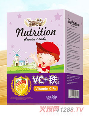 金諾貝嬰VC鐵龍牡鈣牛初乳羊乳鈣乳礦物鹽山楂雞內(nèi)金針葉櫻桃壓片糖果90g