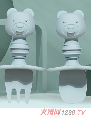 小漫熊硅膠短柄叉勺