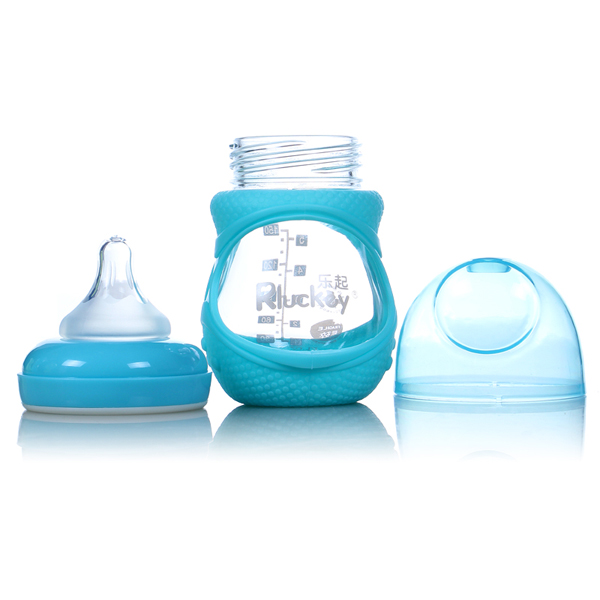 樂起Rluckey防摔玻璃奶瓶藍色