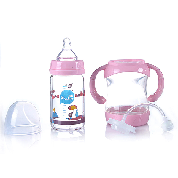 樂起Rluckey雙層防爆晶鉆玻奶瓶粉色150ML